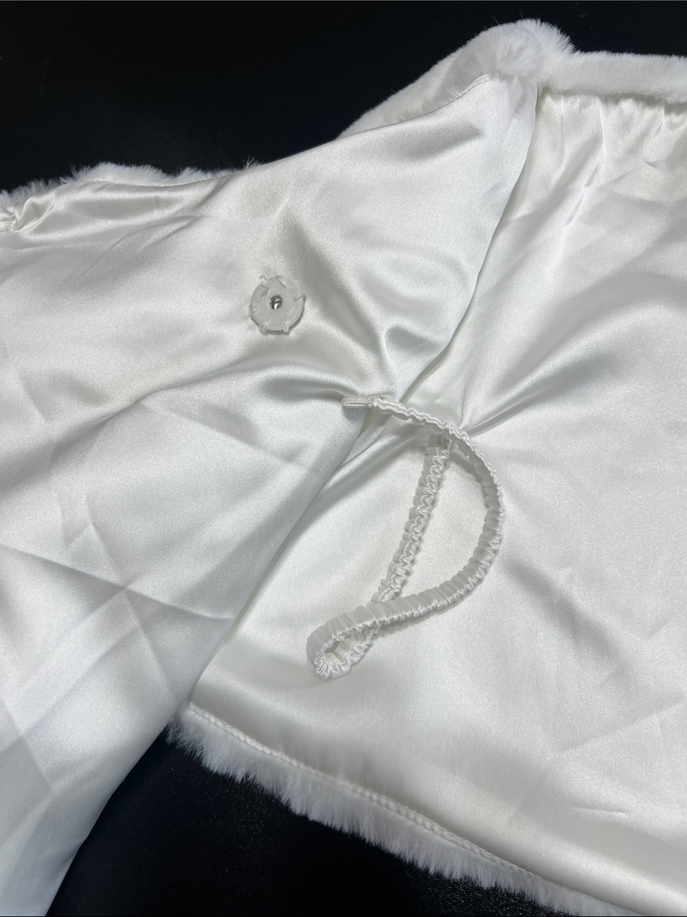 MSK White Faux Fur Wrap with Rhinestone Brooch - Picture 5 of 5